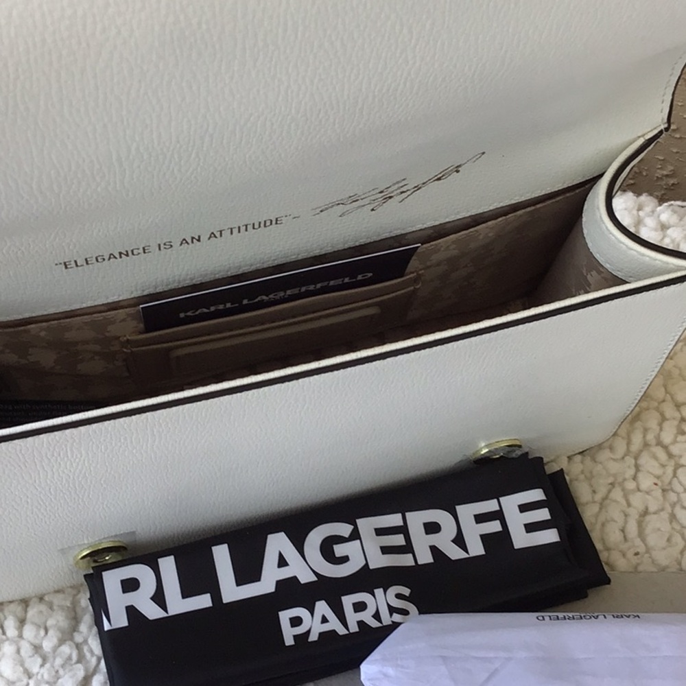Karl Lagerfeld White Crossbody Bag with Multicolor Strap - Picture 5 of 10